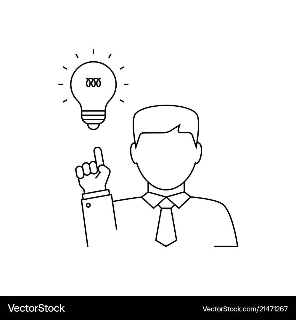 Man with Lightbulb Idea vector image