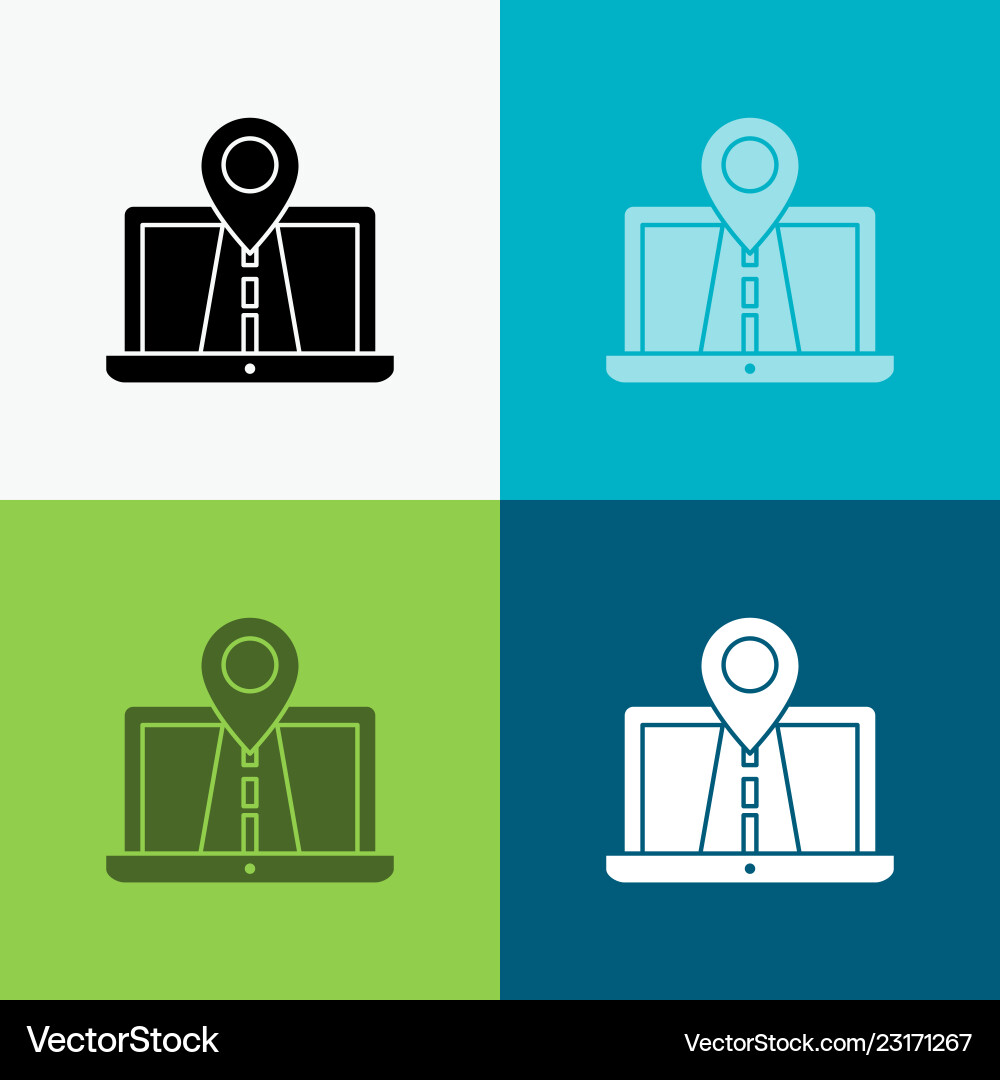 Navigation map system gps route icon over various Vector Image