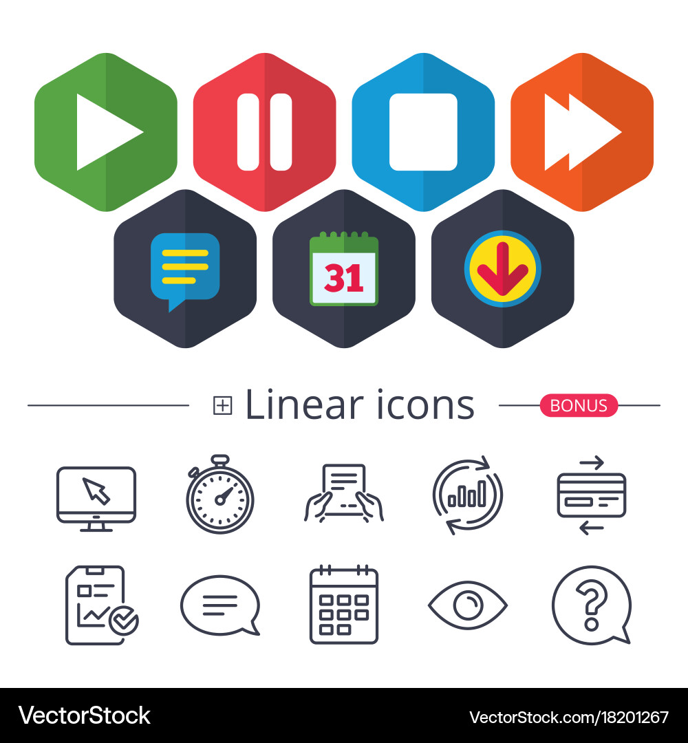 Player navigation icons play stop and pause Vector Image