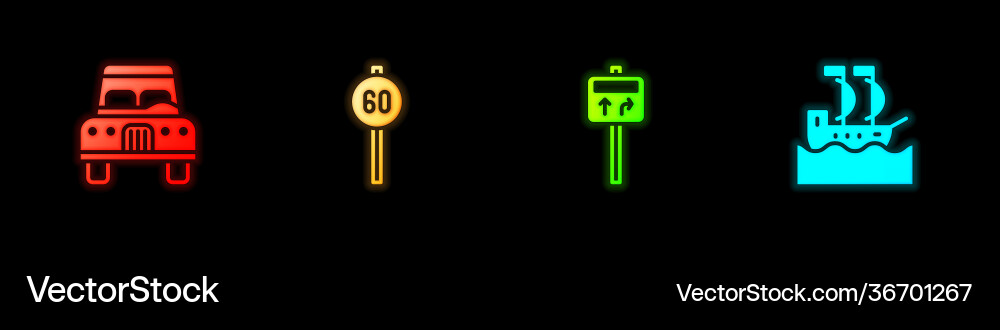 Set car speed limit traffic road signpost Vector Image