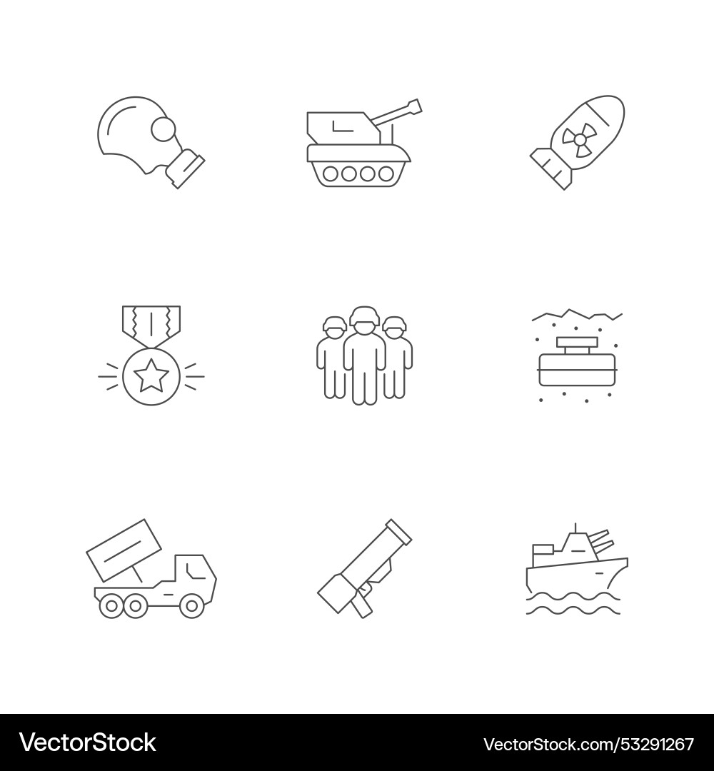 Set line icons of army Set line icons of army vector image