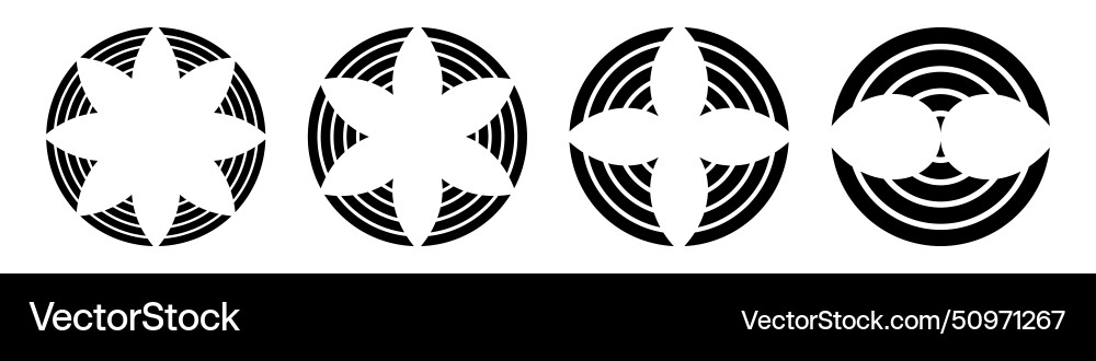 Set of four abstract round symbols simple shapes Set of four abstract round symbols simple shapes Vector Image