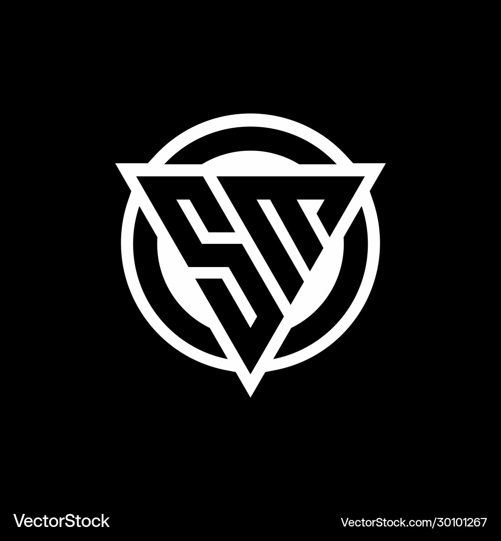 Sm logo with negative space triangle shape Sm logo with negative space triangle shape Vector Image