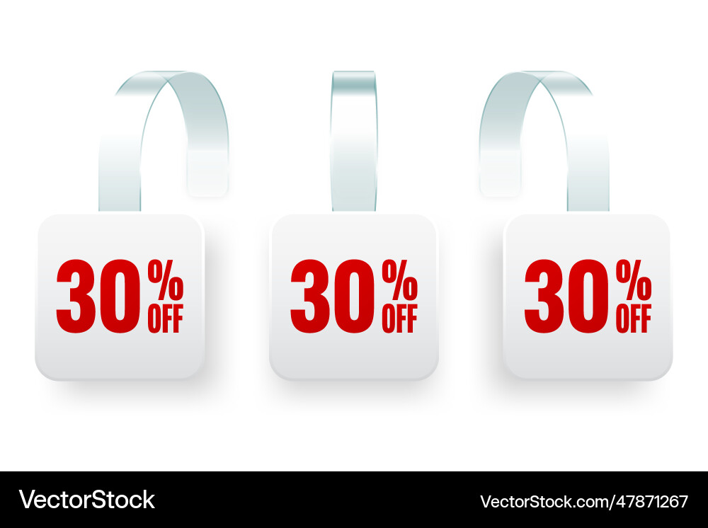 Supermarket promotional wobblers realistic white Supermarket promotional wobblers realistic white vector image
