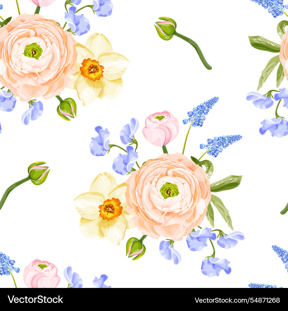 A spring seamless pattern featuring peach A spring seamless pattern featuring peach vector image