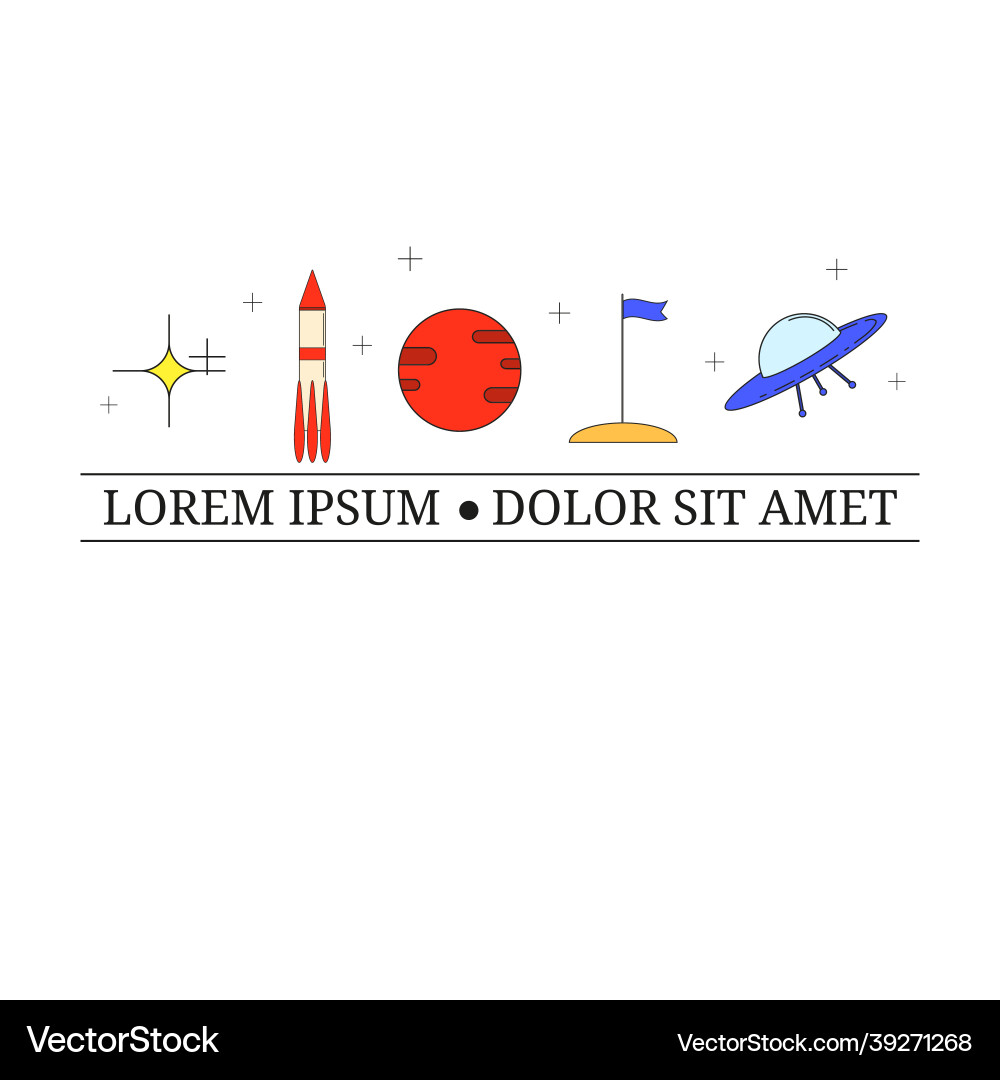 Astronomy linear icons with tag line Vector Image