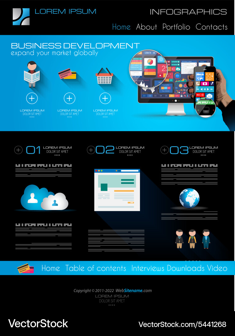 Attractive modern web template with flat ui vector image