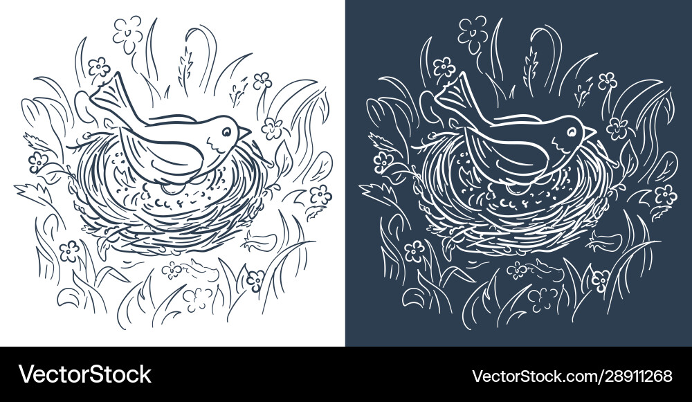 Bird in Nest - Simple Icon vector image