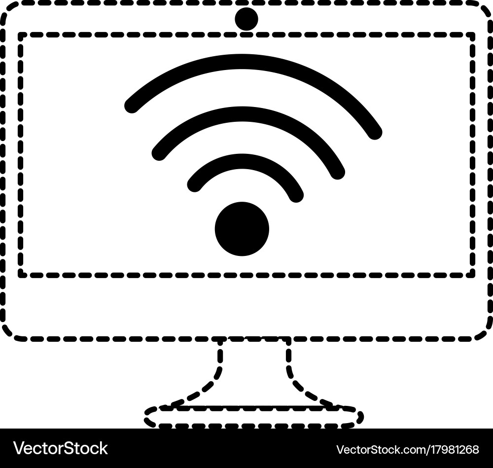 Computer display with wifi signal Vector Image