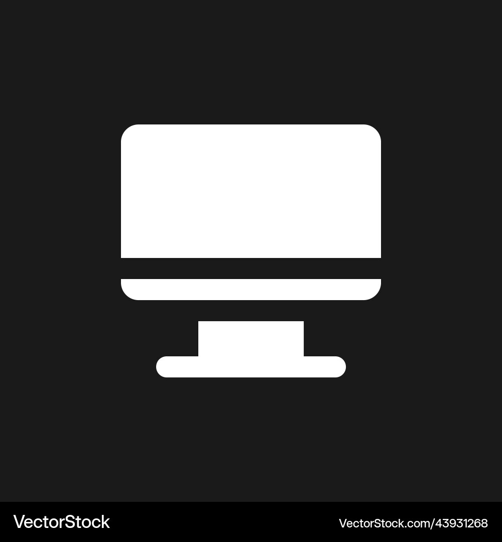 Computer monitor dark mode glyph ui icon Computer monitor dark mode glyph ui icon vector image