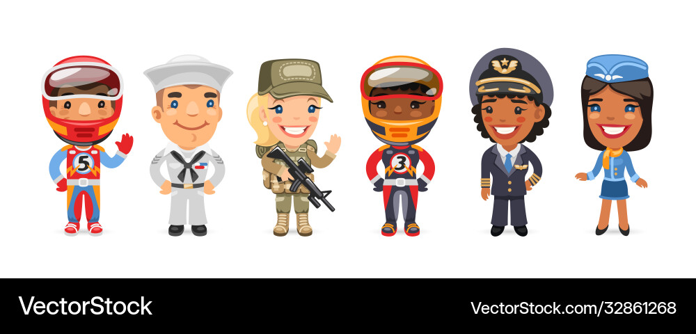 Diverse Profession Cartoon Characters vector image