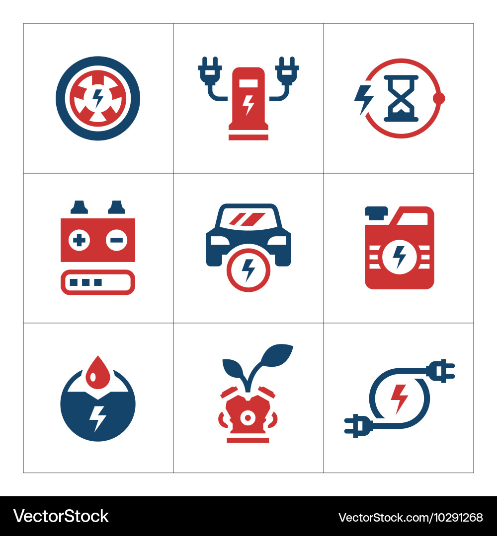 E-Auto-Symbole Set Vektorbild