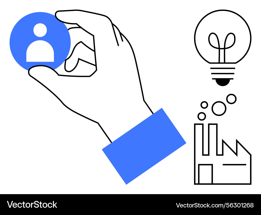 Hand selecting user profile icon with factory Hand selecting user profile icon with factory vector image