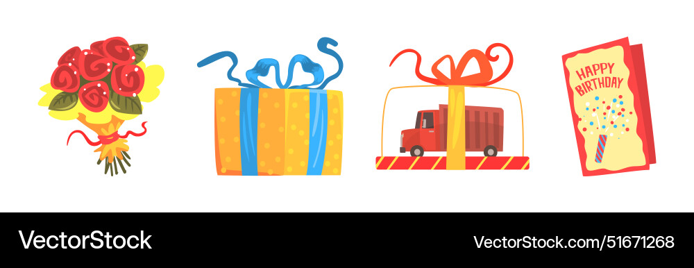 Happy birthday object and festive event element Happy birthday object and festive event element Vector Image