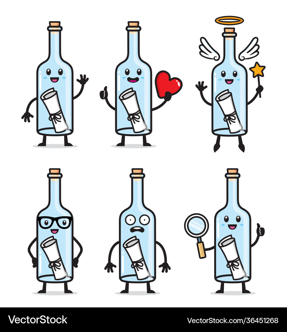 Message in a Bottle Characters vector image