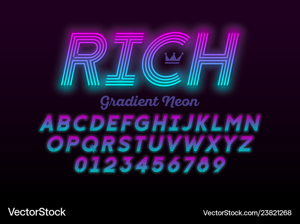 Modern neon style font alphabet letters Modern neon style font alphabet letters Vector Image