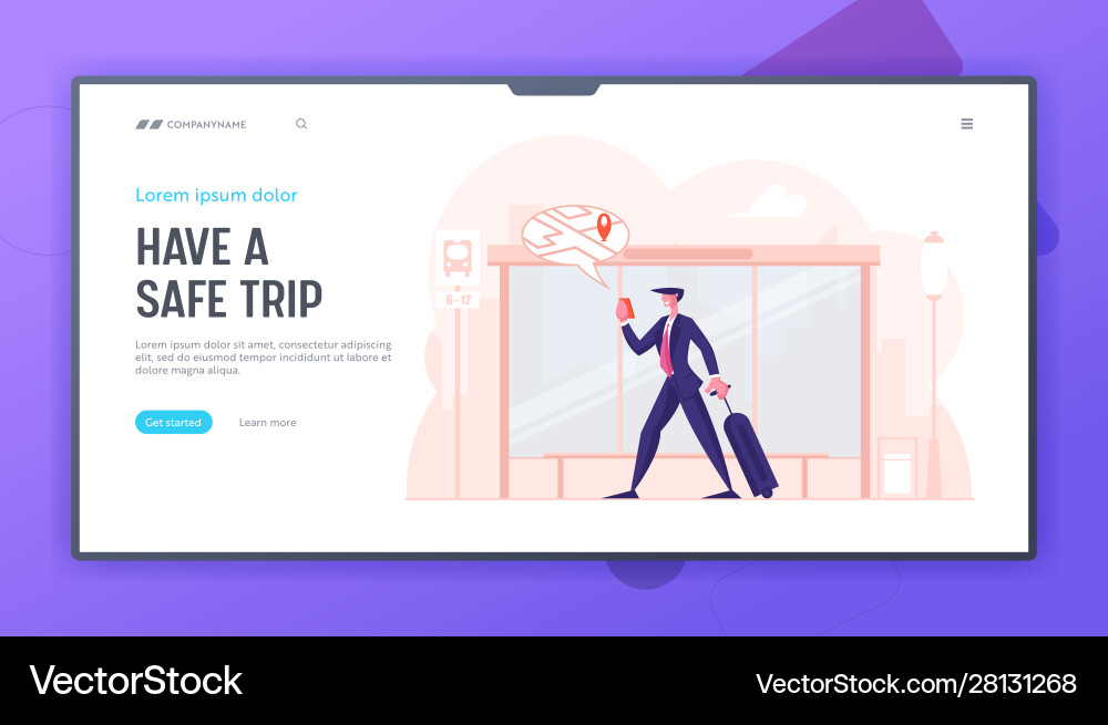 Online navigation application website landing page Online navigation application website landing page vector image