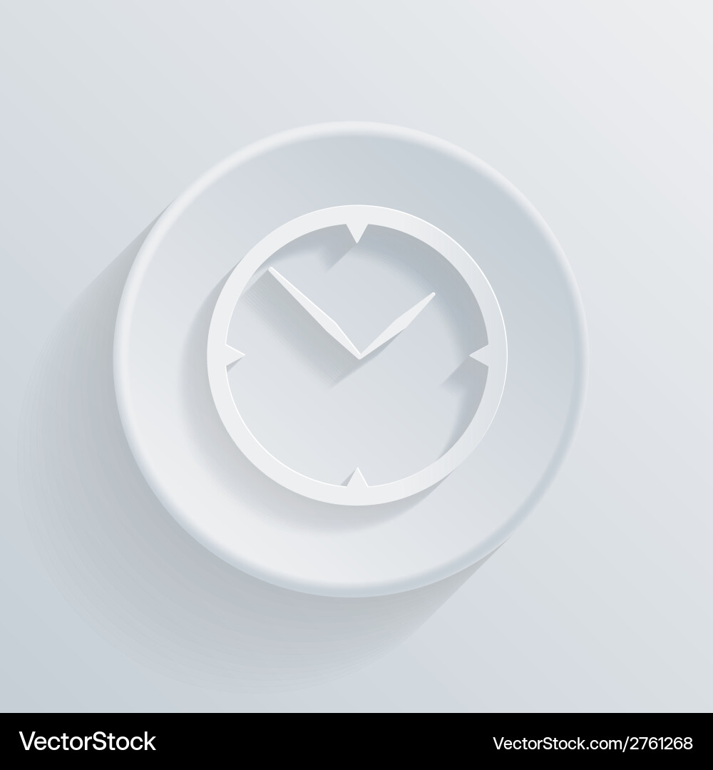 Paper circle flat icon with a shadow clock Vector Image