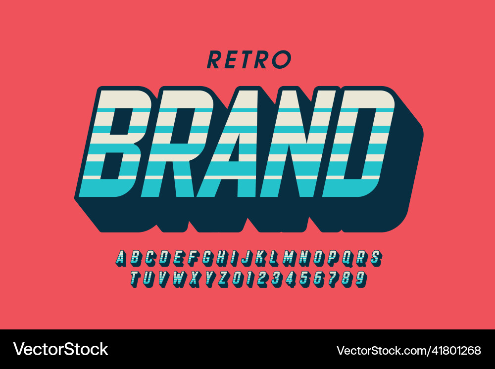 Retro Alphabet Font Set Vector Image