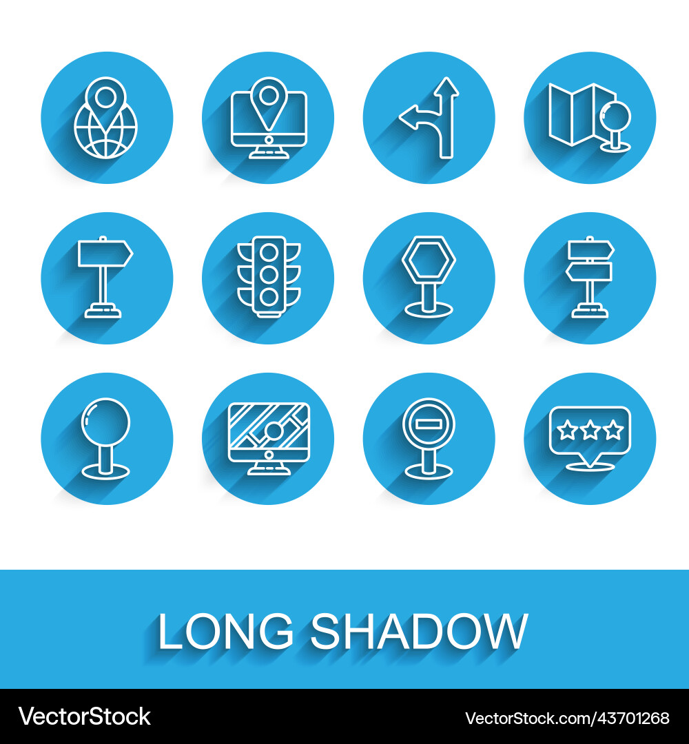 Set line push pin monitor with location marker Set line push pin monitor with location marker vector image