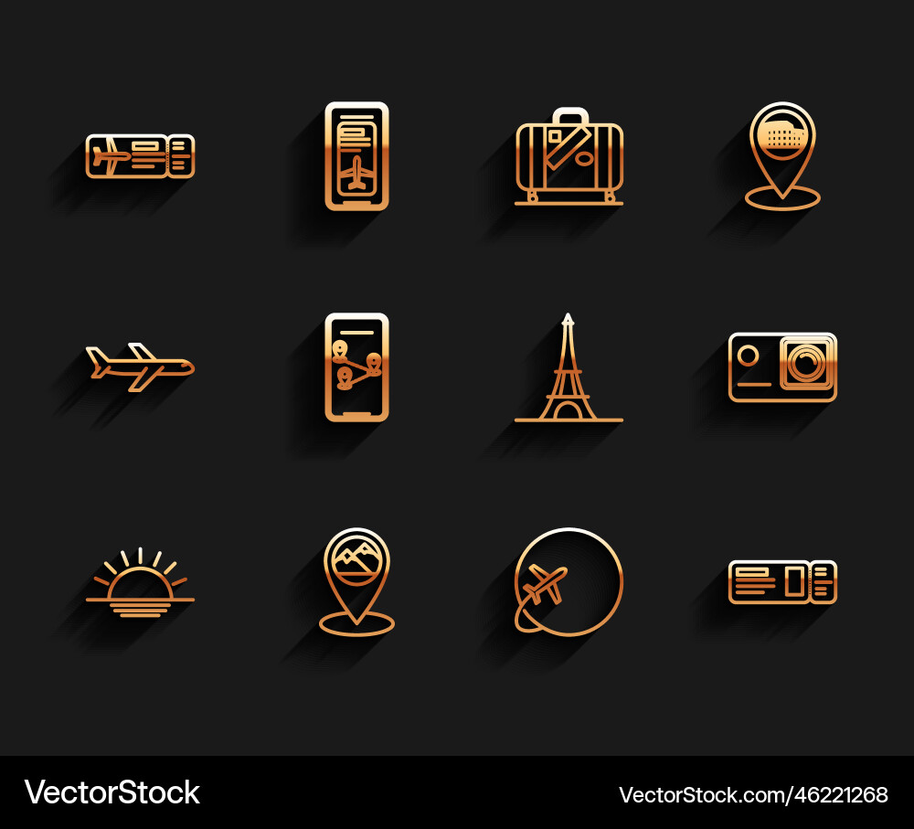 Set line sunset map pointer with mountain Set line sunset map pointer with mountain vector image