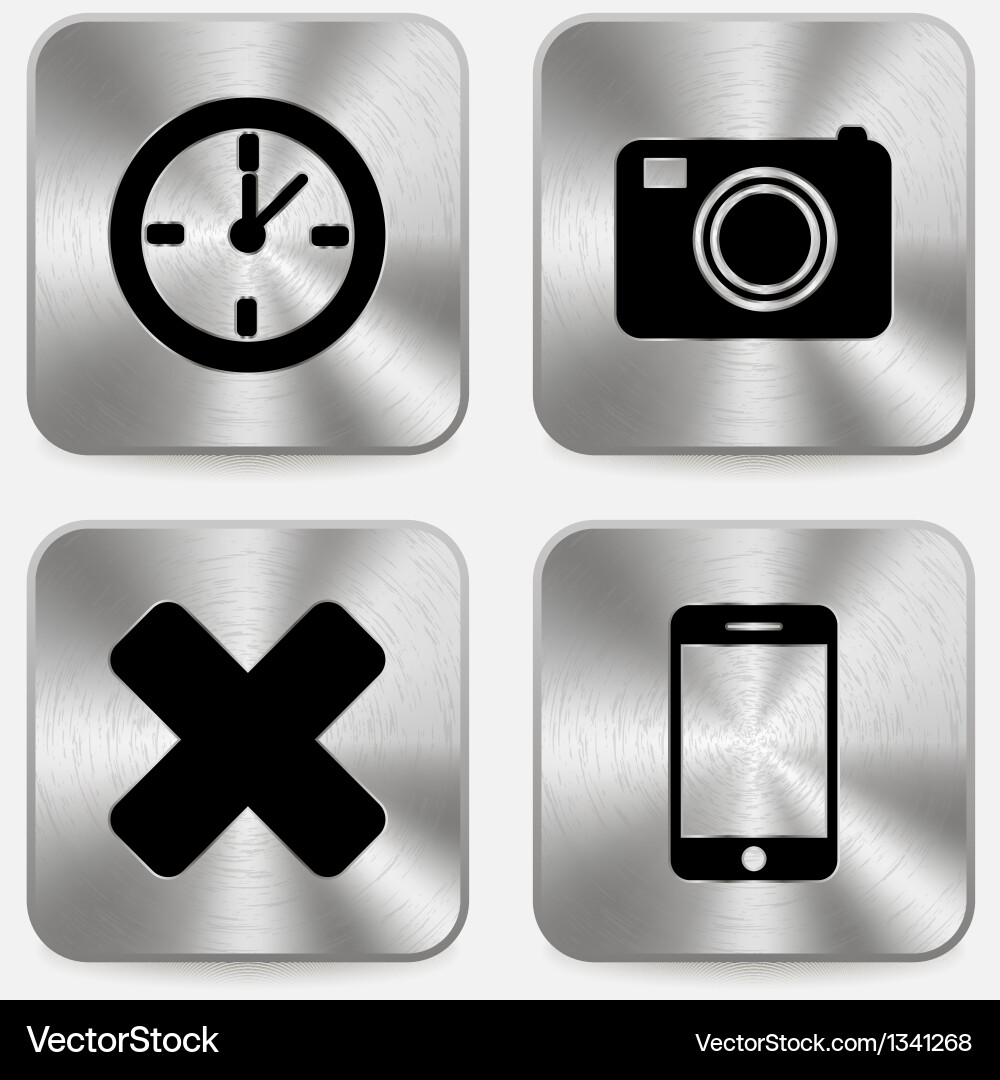 Web icons on metallic buttons set vol 7 Vector Image