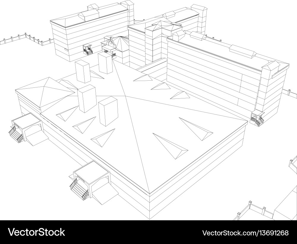 Wireframe Architectural Sketch vector image