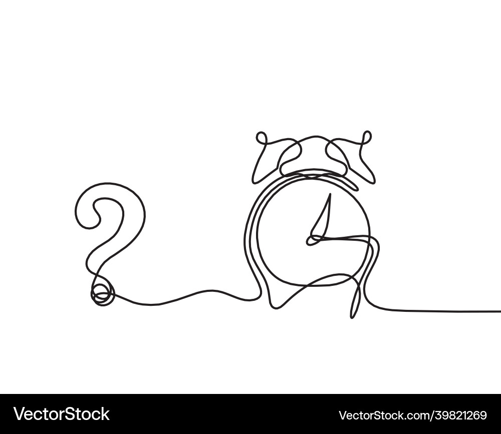 Abstract alarm clock with question mark as line Vector Image