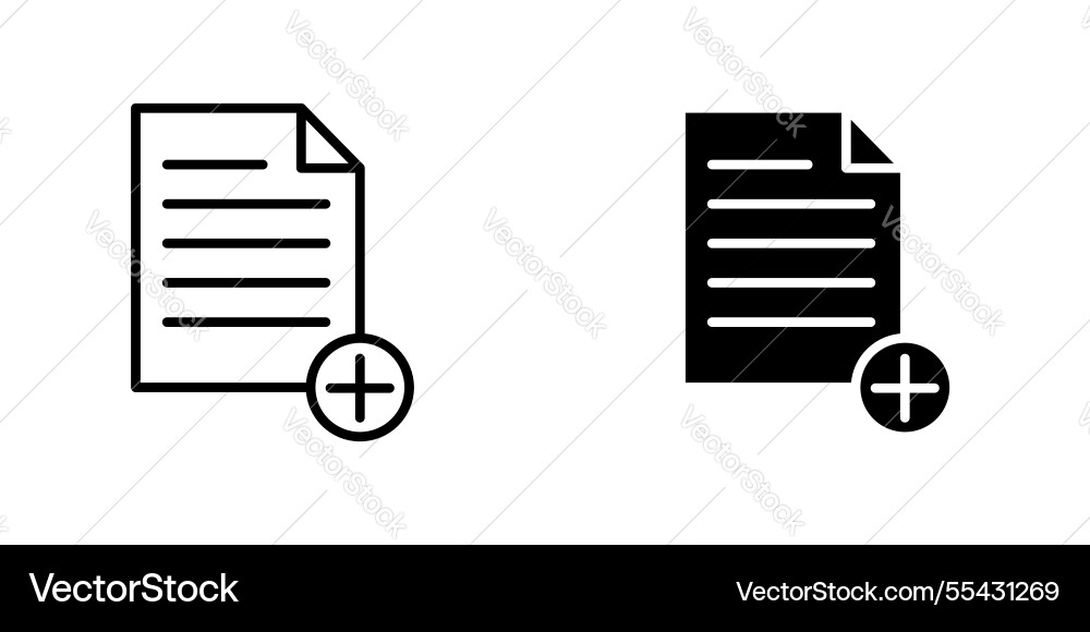 Add document icons set in filled and strokes vector image