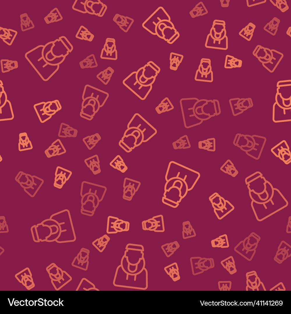 Brown line monk icon isolated seamless pattern Brown line monk icon isolated seamless pattern Vector Image