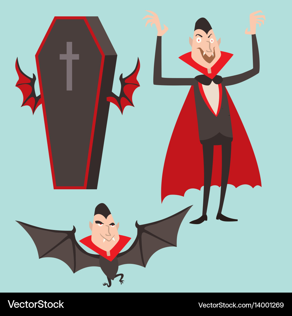 Cartoon dracula symbols vampire icons Cartoon dracula symbols vampire icons vector image