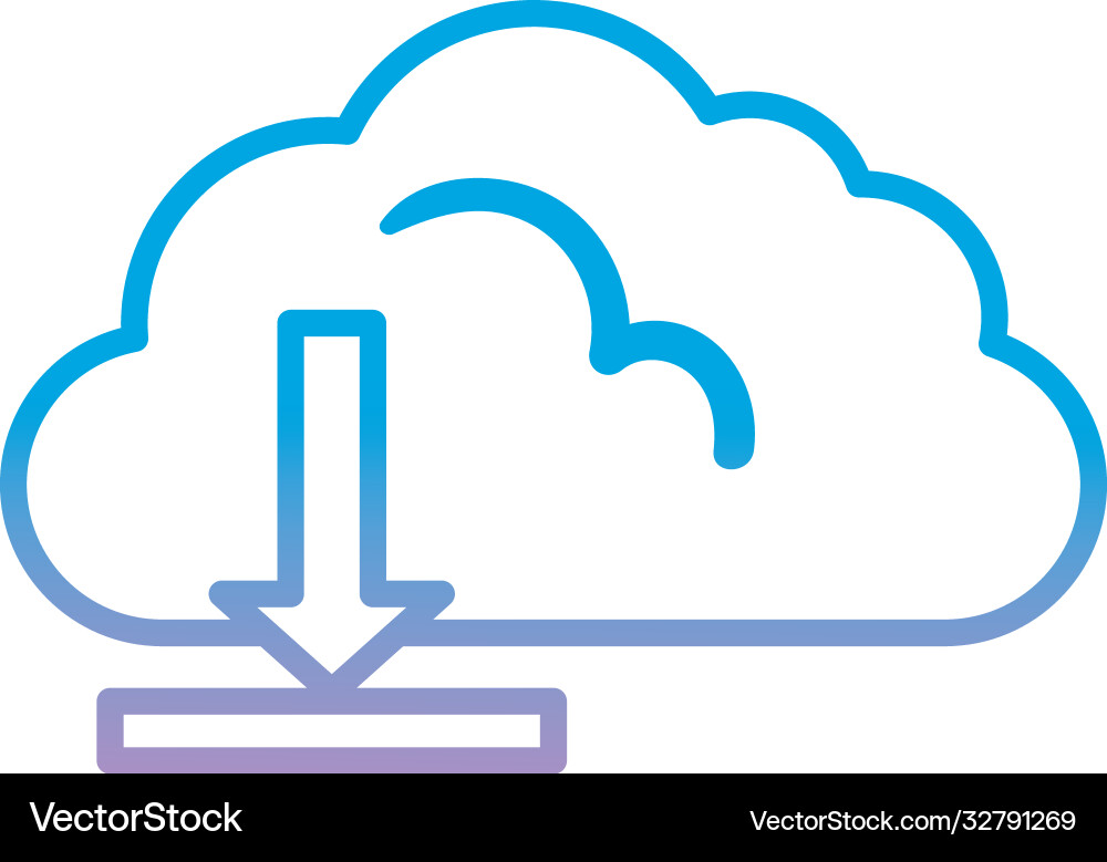 Cloud computing with download arrow gradient style vector image
