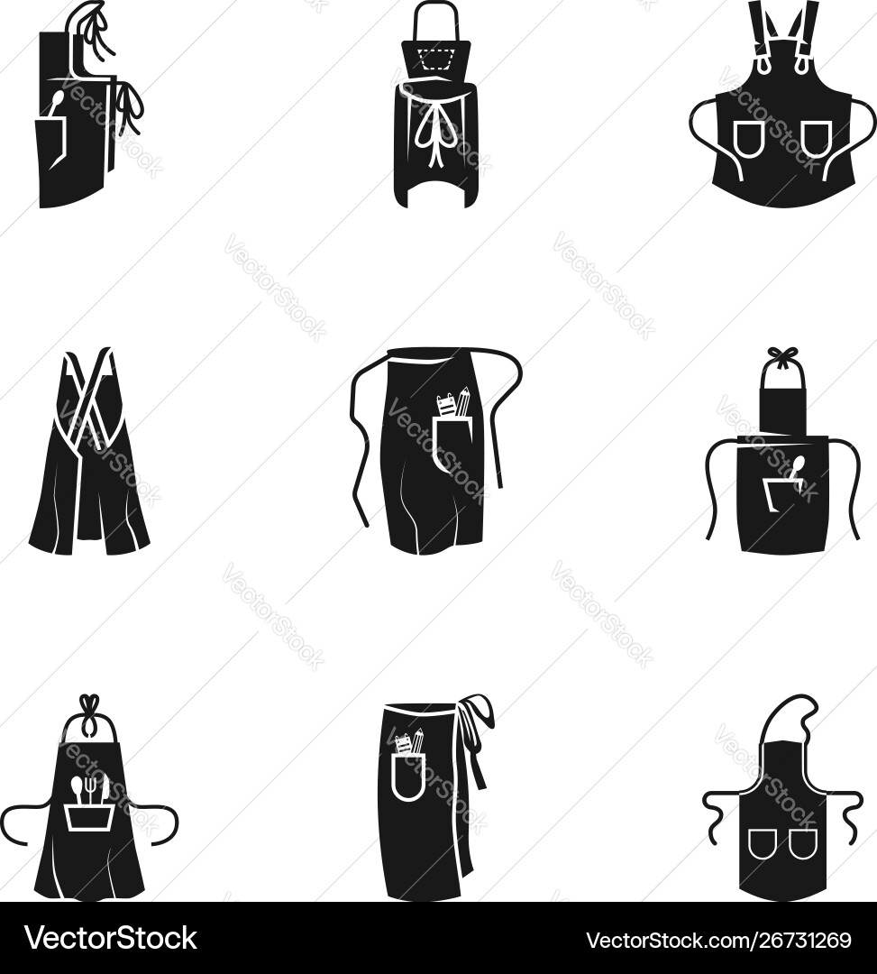 Culinary apron icon set simple style Culinary apron icon set simple style vector image