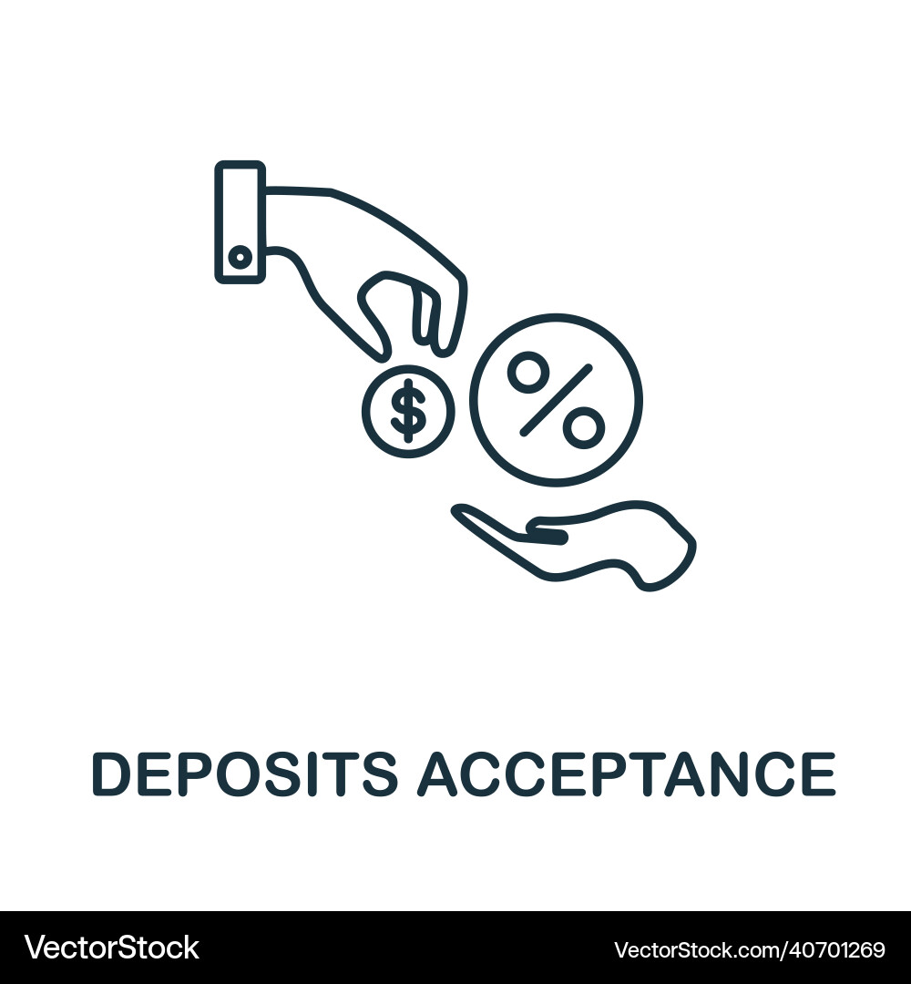 Deposits acceptance icon line element from Vector Image