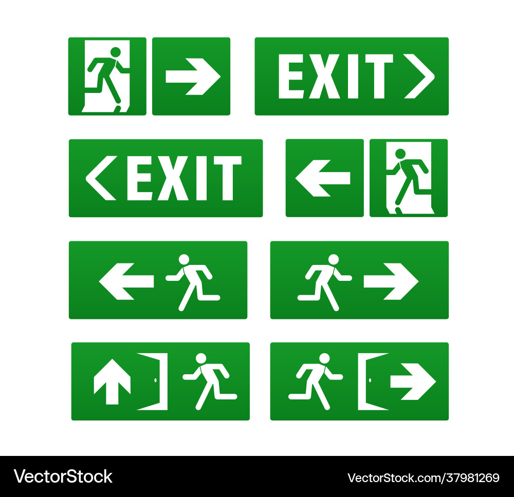 Emergency exit pointers isolated on white Emergency exit pointers isolated on white vector image