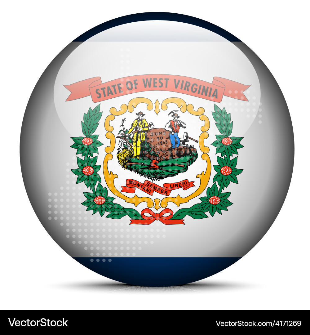 Map with dot pattern on flag button of usa west Vector Image