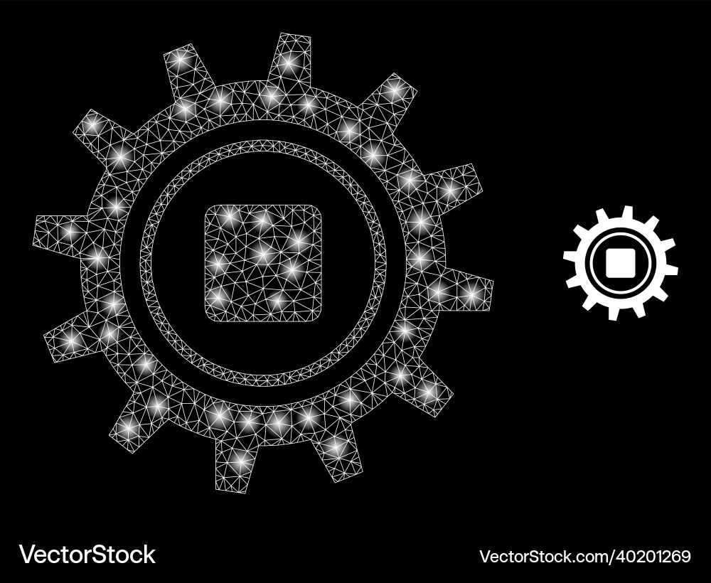 Mesh net gear with illumitated network Mesh net gear with illumitated network vector image