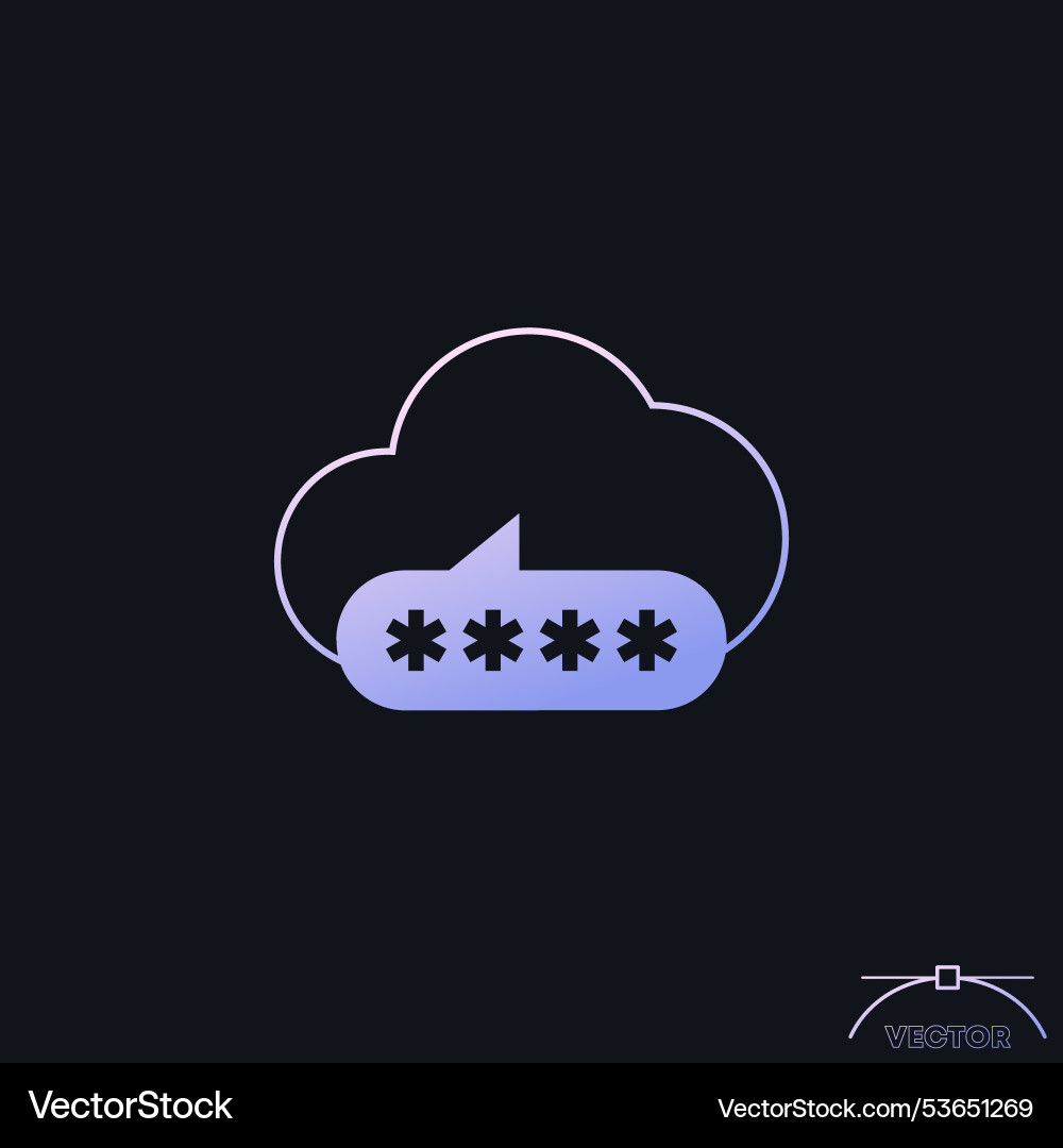 Password access to a cloud icon with gradient vector image