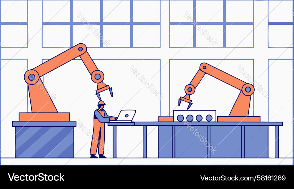 Robotic Automation in Modern Factory Vector Image