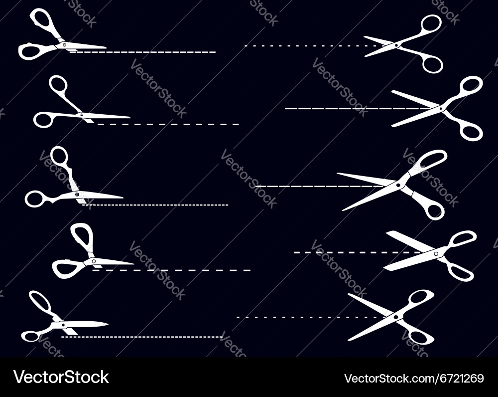 Scissors and cut lines templates set design Vector Image