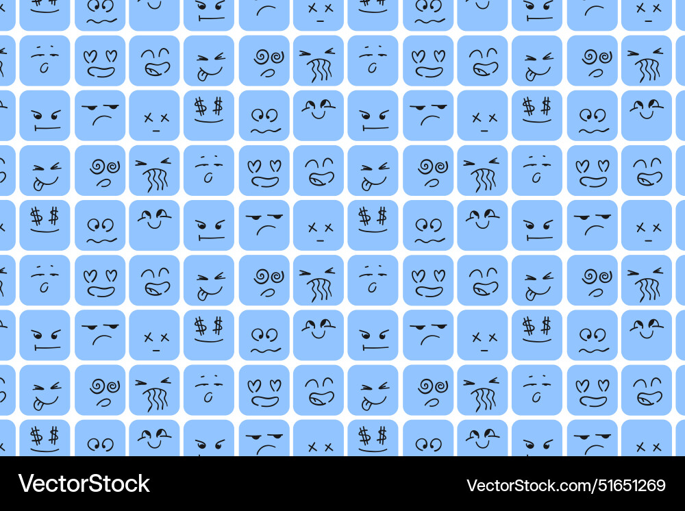 Seamless pattern with square funny characters Vector Image