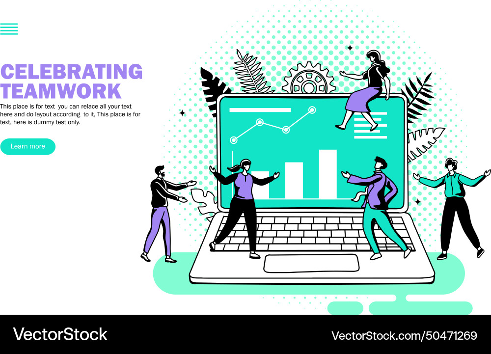 Teamwork with the computer and graph work Vector Image