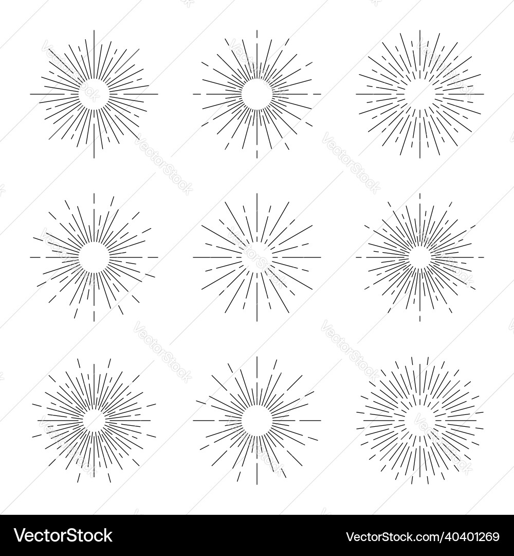 Vintage sun rays retro sunburst set Vector Image