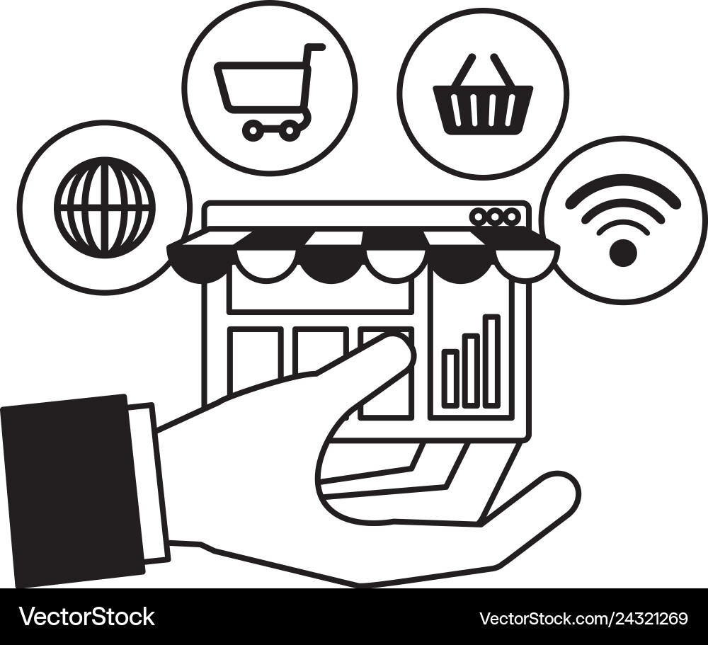 Webpage template with ecommerce icons Webpage template with ecommerce icons vector image