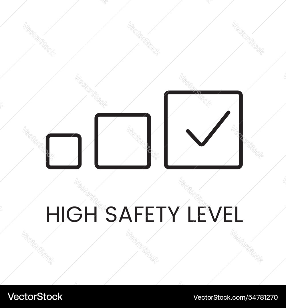 A linear icon of three squares increasing Vector Image