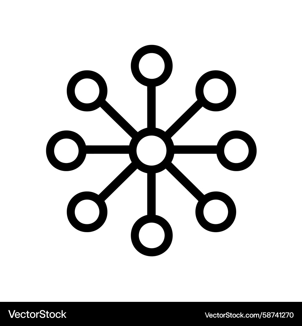 A network icon displays central node connected Vector Image