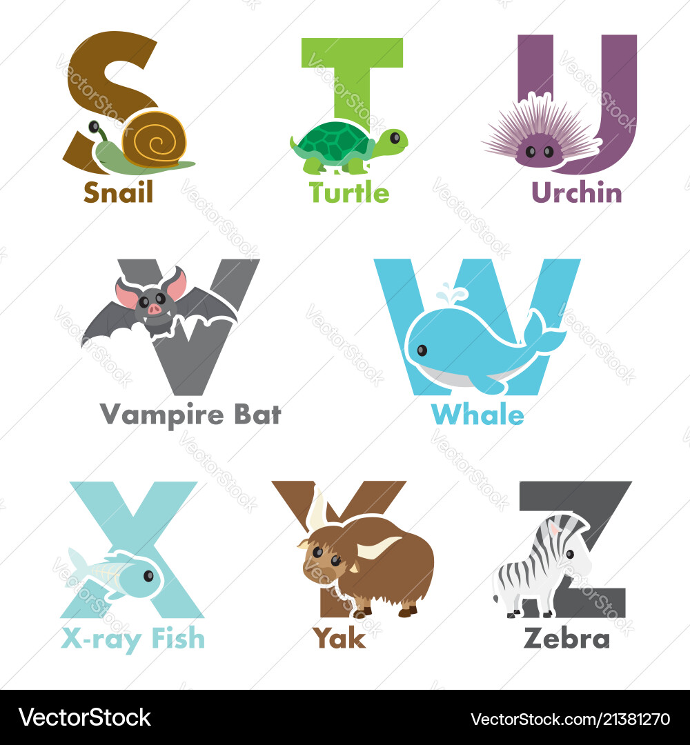 Alphabet Animals - A to Z Vector Image