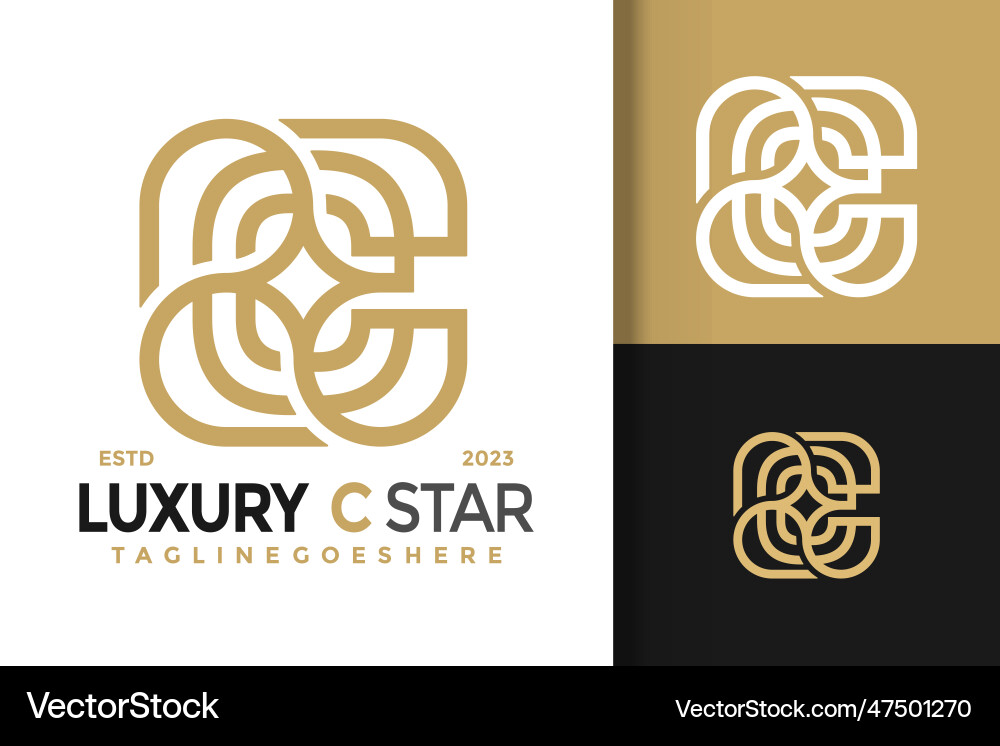 Buchstaben c Stern Luxus-Monogramm-Logo-Symbol Buchstaben c Stern Luxus-Monogramm-Logo-Symbol vektorbild