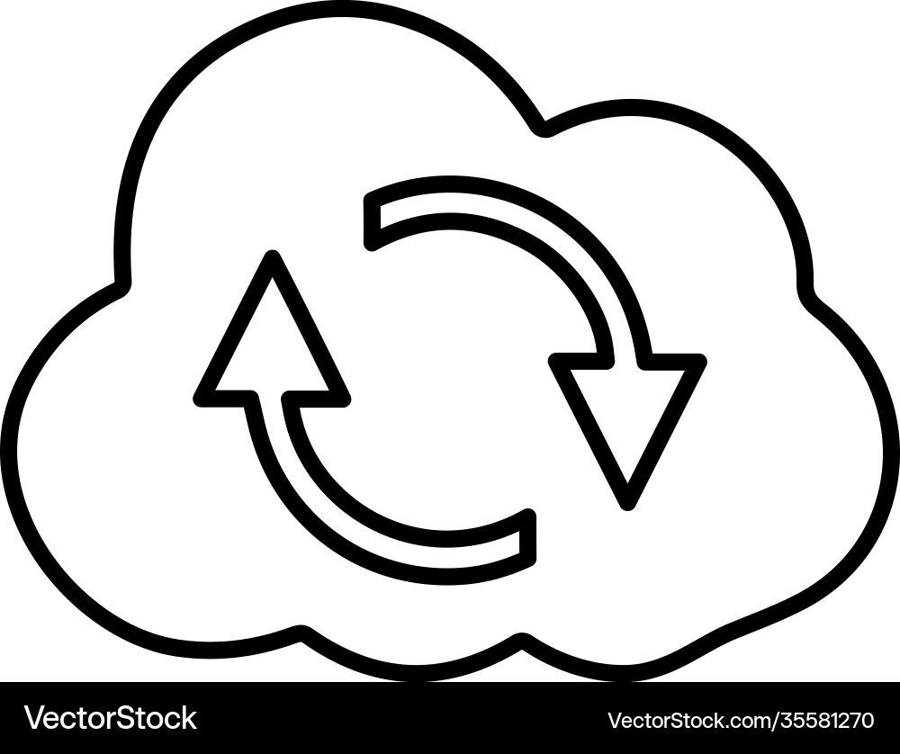 Cloud refresh sync line icon outline design vector image