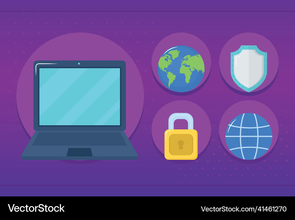 Computing and security set vector image